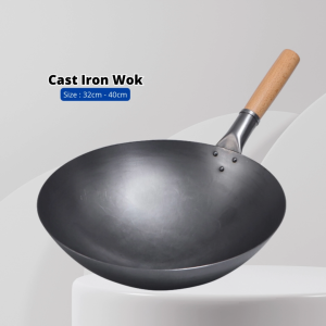 YU Ready Stock High Quality Cast Iron Wok / Steel Wok / Metal Wok /Kuali Besi