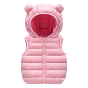ali9Vest Autumn winter hooded Plush warmth cotton coat 0-6 age boy and girls cal down sleeveless jacket fashion children clothing