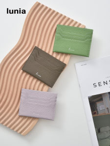 Lunia Ultra-Thin Togo Cowhide Card Holder for Men and Women Pure Color Exposure Style Leather Wallet with Large Banknote Clip