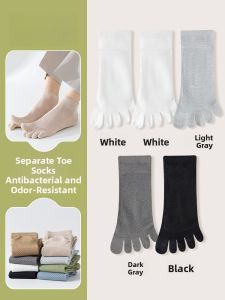 JINGCHI | Mens Summer Thin Cotton Socks Breathable Mid-calf Five Finger Pure White Anti-Odor Anti-Fungal Transparent Mesh Footwear Accessories