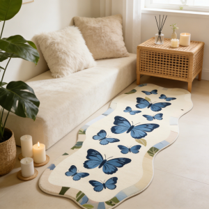 VIKAMA Alien Butterfly Long Strip Imitation Cashmere Rug Soft Bedroom Bedside Mat Bay Window Floor Mat Home Decor