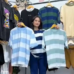 Kaos Salur Garis Garis Stripe Pria Wanita Kaos Baju kaos Distro Baju Kaos Zebra Terlaris
