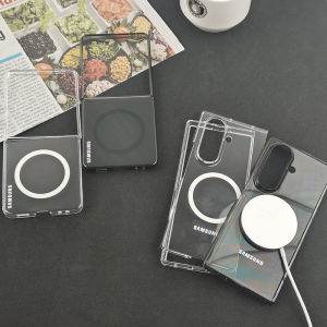 Samsung | Transparent For Magsafe Phone Case For Samsung Galaxy ZFold 8 7 Z Flip 7 6 5 Slim Clear Hard PC Magnetic Shockproof Back Cover