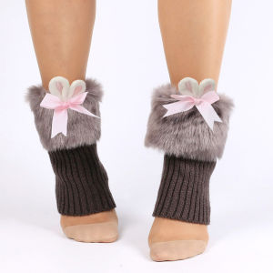 Japanese Style Womens Winter Thickened Fleece Boot Socks Pure Color Sweet Rabbit Ear Knitted Ankle Warmers Soft Girl Lolita Foot Covers