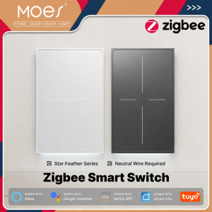 MOES | MOES Tuya ZigBee Star Feather Switch US Smart Air Touch With Neutral Light Scene 2in1 APP Remote Control with Alexa Google Home