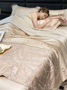 Ice Silk Summer Cooling Quilt Set Luxury Lightweight Machine Washable Air Conditioner Core Single Person Summer Quilt