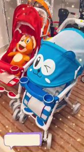 [Miễn ship] Xe đẩy sơ sinh 3 tư thế nằm ngả ngồi  gấp gọn hình mắt gấu bảo hành 6 tháng