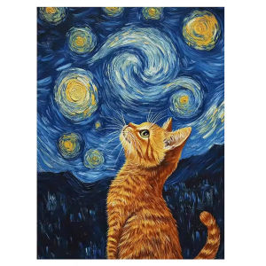 500/1000/1200/2000PCS Jigsaw Puzzle Van Gogh Starry Sky Cat Fantasy Art For Adults Great Weekend Relaxation And Family Fun