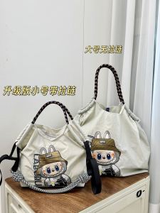 Upgraded Zipper Bag Small Size Embroidered Canvas Shoulder Crossbody Eco Friendly Bag for Commuting Casual Pure Color Nylon