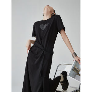XIAODADEHUA | Unique Design Lace Splicing Beaded Belted Dress