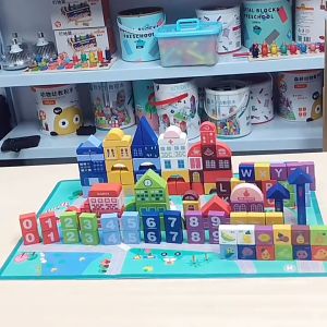 105 Pcs Wooden Assembled Building Blocks Childrens Educational Color Shape Cognitive Toys