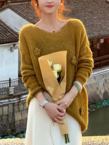 QINGNAER | Retro Sweet Oversized Long Sleeve Knitwear