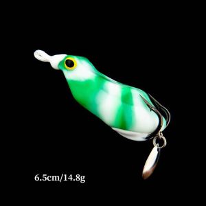 Weedless Topwater Frog Lure 6.5cm 14.8g with Metal Jig Spoon Hook for Bass Snakehead Pike in Heavy Cover Saltwater Freshwater