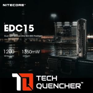 Nitecore EDC15 Flashlight - 1200 Lumens- 1350mW UV - Ultra Slim EDC - USB-C Rechargeable - IPX7