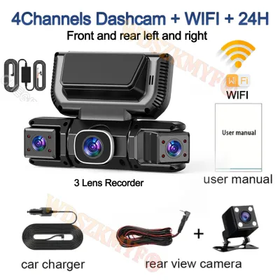 New WIFI 4Channel 360 Degree Car Dvr 1080P Video Recorder WiFi APP Dashcam 24h Parking Monitor Rear View Camera Car Recorder