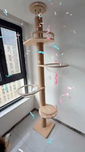 Cat Climbing Shelf Ceiling Cat Condo Wooden Multifunctional Stable Adjustable Oversized Cat Tree