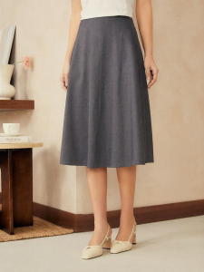 French Style Dual Color Texture Versatile Slimming A-line Skirt