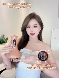 USB Rechargeable Handheld Abdominal Massager with Adjustable Guasha Cupping Intensity for Hot Compress Arm & Leg Massage