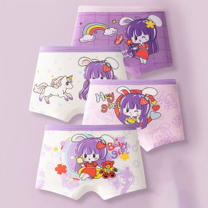 4 Pcs/Lot Cotton Girls Boxer Briefs Sweet Cute Cartoon Panties For Girl Comfortable Children Underwear Washable Girls Boyshorts