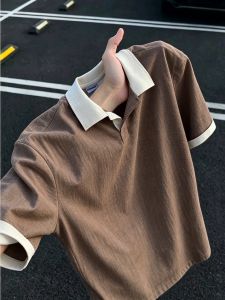 OUMULONG | Comfortable Breathable Mens Cotton Linen Short Sleeve Polo Shirt
