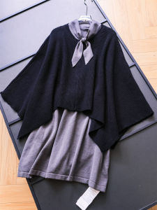 Pure Color Butterfly Knot Necktie Sleeveless Knitted Dress Womens Casual H-Style Long Sleeve Dress High Elasticity