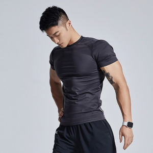 OMG Trendy Brand Mens High Elastic Tights Sweat-Absorbent Short Sleeve