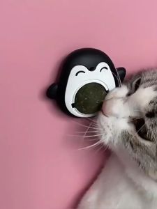 elegantstunning Cat Catnip Ball Penguin Shape 360 Degree Rotating Edible Ball Teeth Cleaning Molar Toy Pet Supplies