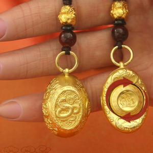 PINZHIJUSHI | Chinese Zodiac Gold Ingot Style Rotating Keychain