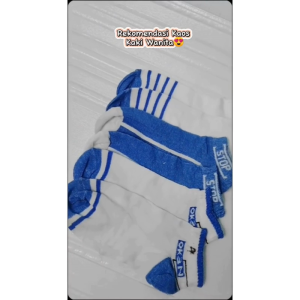 DRKS101 Kaos Kaki Wanita Warna Biru Putih Kaos Kaki Fashion