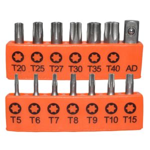 14pcs 25mm Torx Screwdriver Bits T5 to T40 for Electric Drill 1/4 Inch Hex Shank Adapter Extension Set Star Key Tool Kit