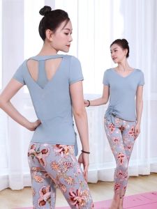 ชุดโยคะสตรีเอวสูง แขนสั้น ทรงเข้ารูป ชุดออกกำลังกาย ชุดวิ่ง ชุดออกกำลังกายแบบทันสมัย ​​ชุดโยคะสำหรับผู้หญิง