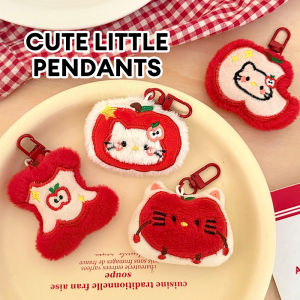 🔥Cartoon Plush Apple Kitten Doll Pendant Key Chain Cute Creative Girl Heart Backpack LovelylifeFu👍