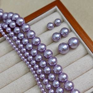 Imitation Pearl Glass Beads Sea Water Grape Purple round Straight Hole Semi-Hole Loose Crystal Beads DIY Accessories 708