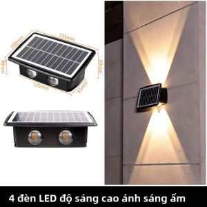 Đèn LED Năng Lượng Mặt Trời Ngoài Trời Đèn Tường Có Độ Sáng Cao Đèn Trang Trí Sân Vườn Chiếu Sáng Lên Xuống Chiếu Sáng Tự Chứa ABS Chạy Bằng Năng Lượng Mặt Trời