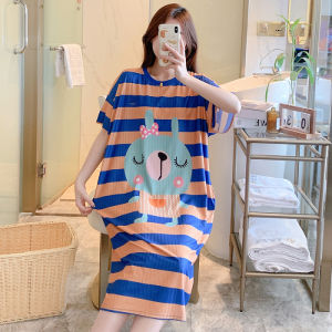 Đồ Ngủ Dài Tay Mùa Hè Bằng Lụa Băng Modal Rộng Rãi Cho Nữ Cỡ Lớn 200 Pound Áo Ngủ Thoải Mái Dễ Thương Họa Tiết Hoạt Hình