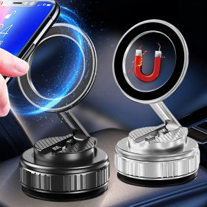 ขาตั้งโทรศัพท์ในรถฉากยึดแม่เหล็กโลหะสามแกนจุกดูดแบบยึดติดกับกระจกปรับได้พับได้ดูดซับสุญญากาศสำหรับใช้อาบน้ำในยิม