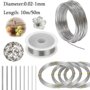 10/50M Stainless Steel Wire Soft/Hard Wire Full Hard Wire Diameter 0.02-1mm Steel Craft Wire Single Strand Soft Wire