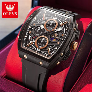 OLEVS Watch For Men Waterproof 2025 Original Brand Sports Leisure Fashion Silicone Strap Chronograph Calendar Luminous Quartz Watches