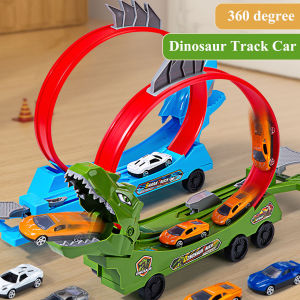 Dinosaur Track Car Sliding Railway Toy Shark DIY Assembled Rail Kids Play Vehicles Educational Toys For Boys Gift