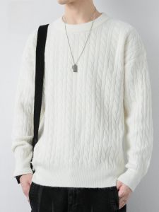 ROMON | Loose Casual Round Neck Knitted Sweater For Men Romon Brand Pure Color Long Sleeve Autumn Season Fashionable Base Shirt