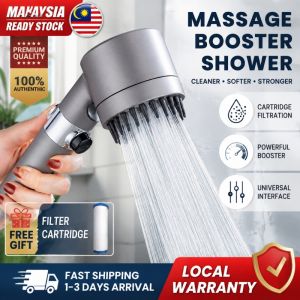【Malaysia Stock】Pressure Booster Shower Head with Massage Brush - 3 Modes Filter On/Off Valve (Handheld)