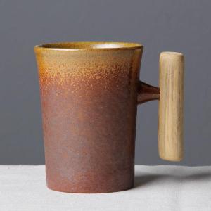 Japanese Style Wooden Handle Ceramic Mug
