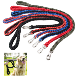 Durable Nylon Braided Large Dog Leash Traction Rope For Bulldog Rottweiler Hound Pets Walking Thick Hand Lead Accessories