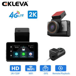 EKLEVA 2K 4G 3 Inch dashcam with dual lens record wifi tracking fit remote live video check on phone 12-24v power supply car camera