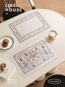 French Camont Leather Placemat Mid-Ancient Pastoral Farmhouse Waterproof Oven Mitts Thermal Shielded Table Mat Western-Style Placemat Placemat