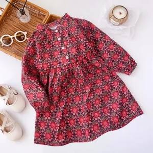 Bear Leader | Bear Leader Kids Clothing Girls Flower Dresses Spring Long Sleeves Floral Print Dress Childrens Casual Vestidos Outfits