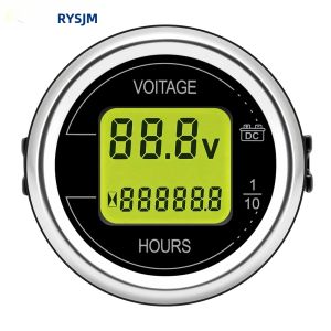 RYSJM | Đồng Hồ Đo Điện Áp Kỹ Thuật Số LED 52MM Đồng Hồ Đo Giờ Combo DC 12V 24V Chống Nước Hình Tròn Tích Hợp Đồng Hồ Đo Giờ Cho Xe Hơi Xe Tải