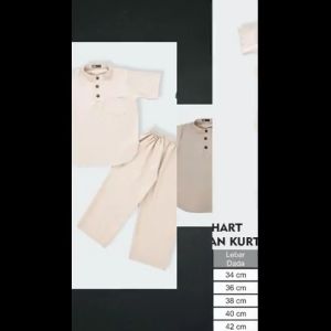 Setelan Baju Koko Kurta Anak Lengan Pendek Polos Bahan Nyaman