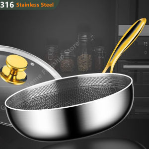 316 Stainless Steel Frying Pan Wok Honeycomb Non-stick Cooking Steak Gas Stove Pot Induction General Saucepan Kitchen Cookware