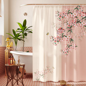 YINSHANG | Vintage Country Style Mosaic Plaid Bathroom Curtain Set Mold Resistant